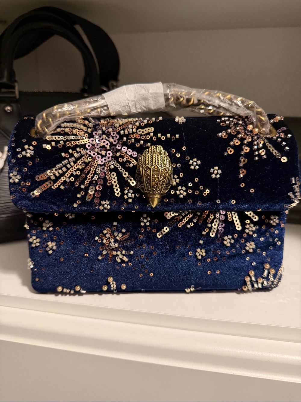 Kurt Geiger London Mini Kensington Velvet Crossbody Bag